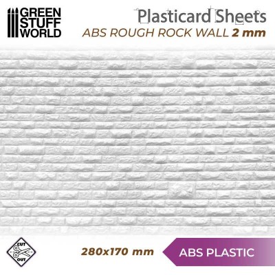 ABS PLASTICARD - ROUGH ROCK WALL TEXTURED A4 SIZE SHEET - GREEN STUFF 1109